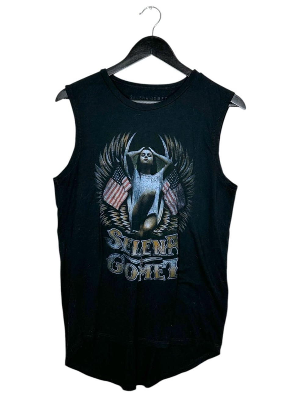 Selena Gomez Graphic Sleeveless American Flag Pop Star Concert Tank XL Festival